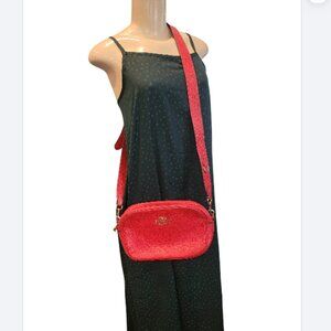 Coach Jamie Crimson Red Pebbled Leather Camera Bag Crossbody Purse